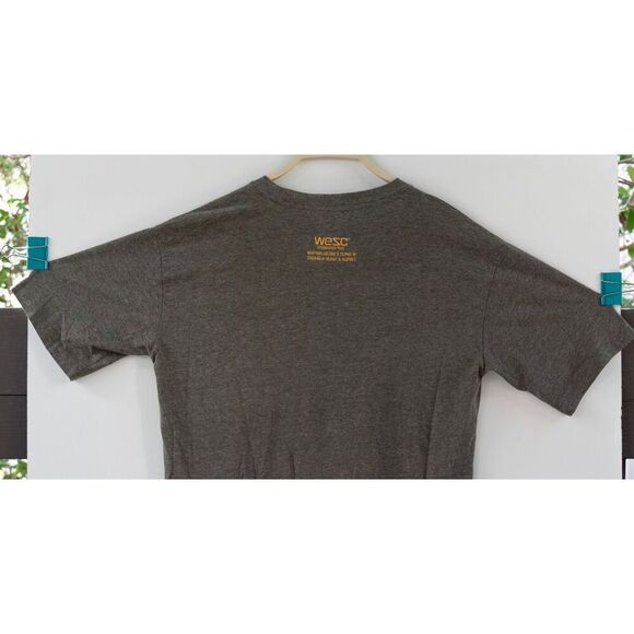 WESC Embroidered Men's Green Brown Short Sleeve Crew Neck T-Shirt Size M - Picture 8 of 8